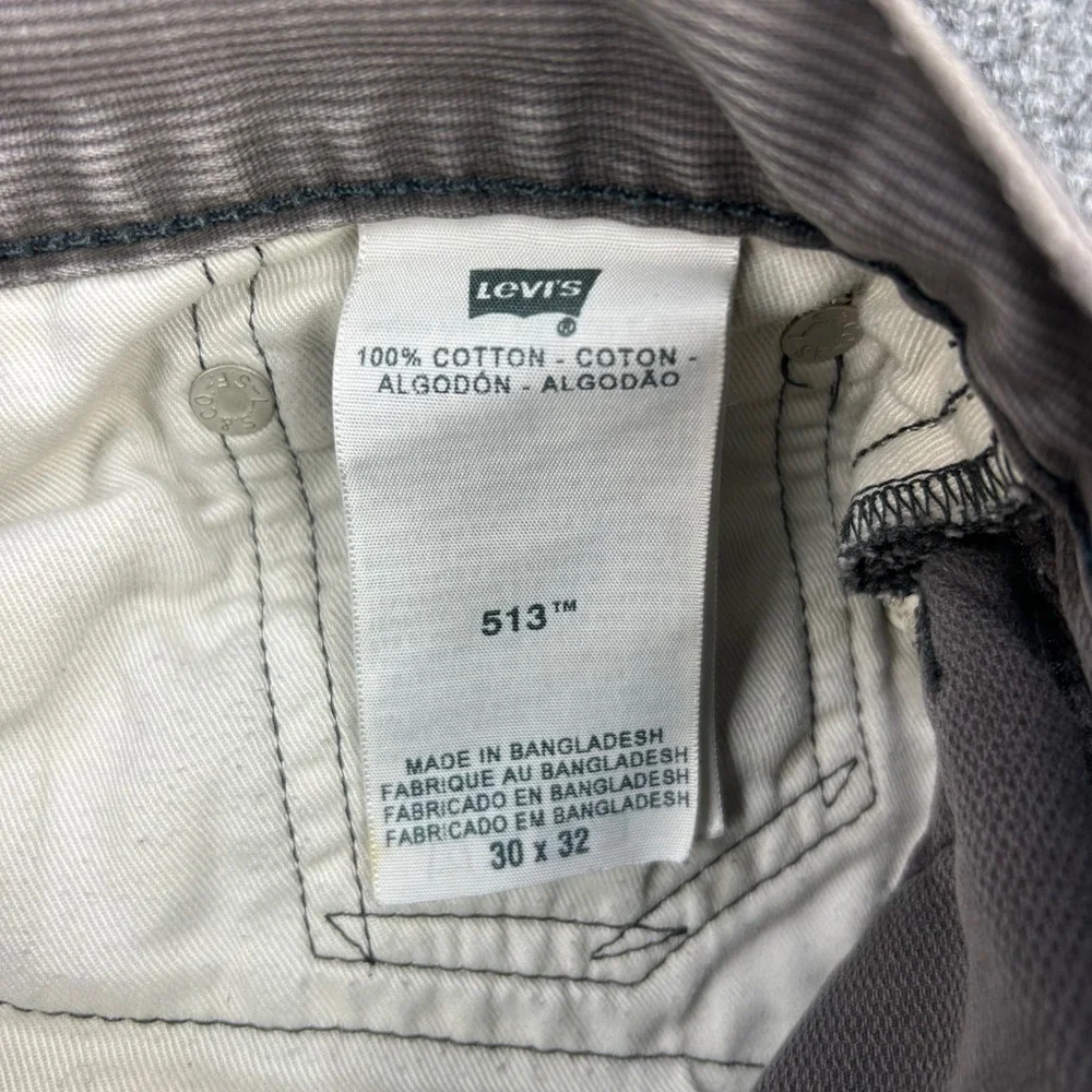 Levi's 513 Corduroy Jeans Mens 30x32 Gray Slim‎ Straight Fit Pants